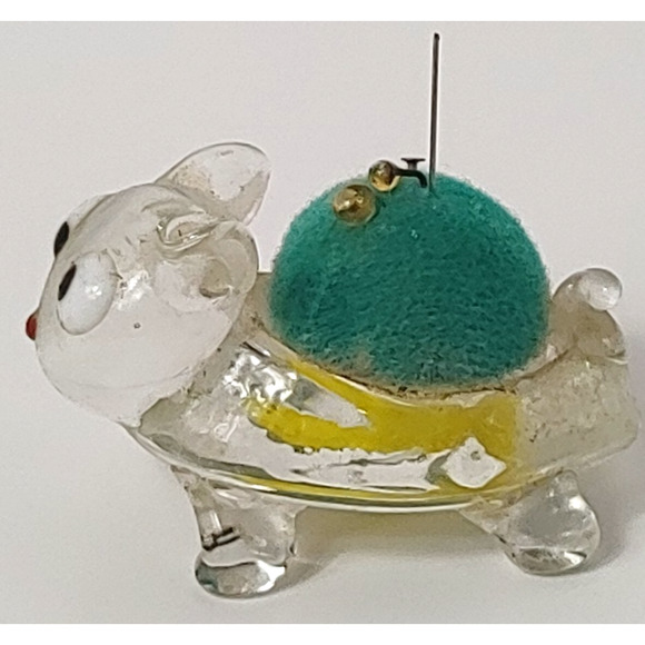 Vintage Blown Glass Animal Pin Cushion 2" x 2 1/2" - Picture 3 of 6